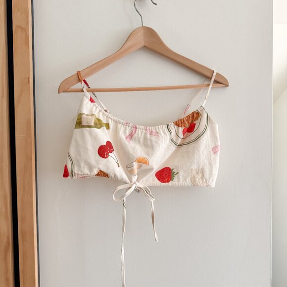 NWT Drawstring Crop Top (S) Al Fresco Printed Top by Bailey Ros - Picture 5 of 5